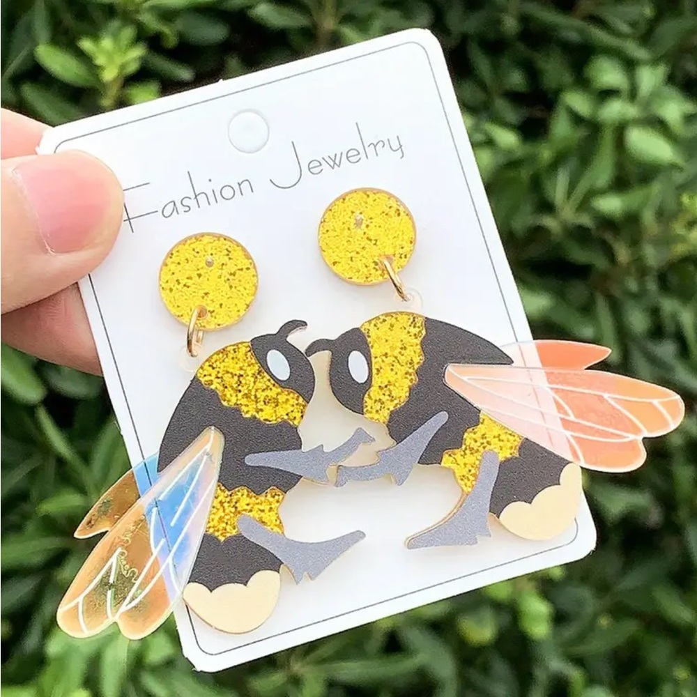 Yellow & Black Bee Earrings